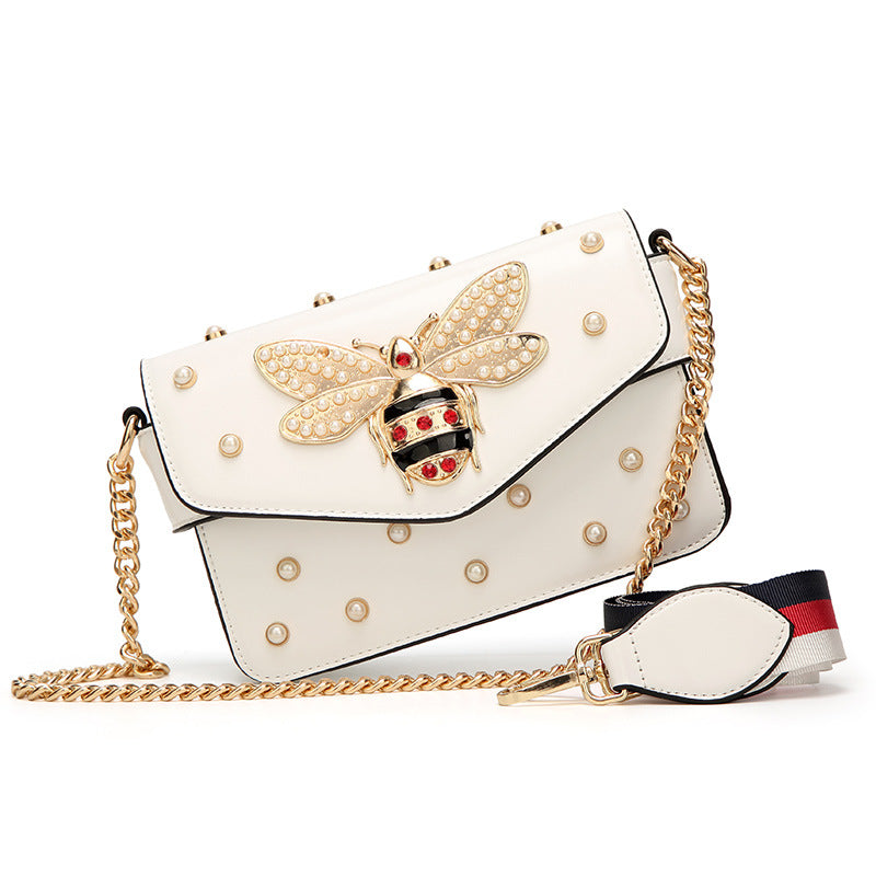 White Pearl Bee Shoulder Bags for Women
