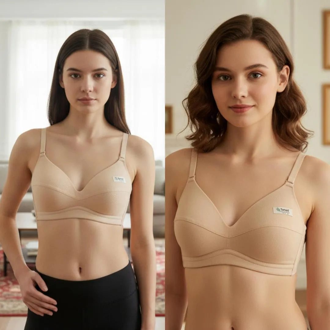 Beige Padded Bra for Women, Lightweight Jersey,Mix Sizes 28-36