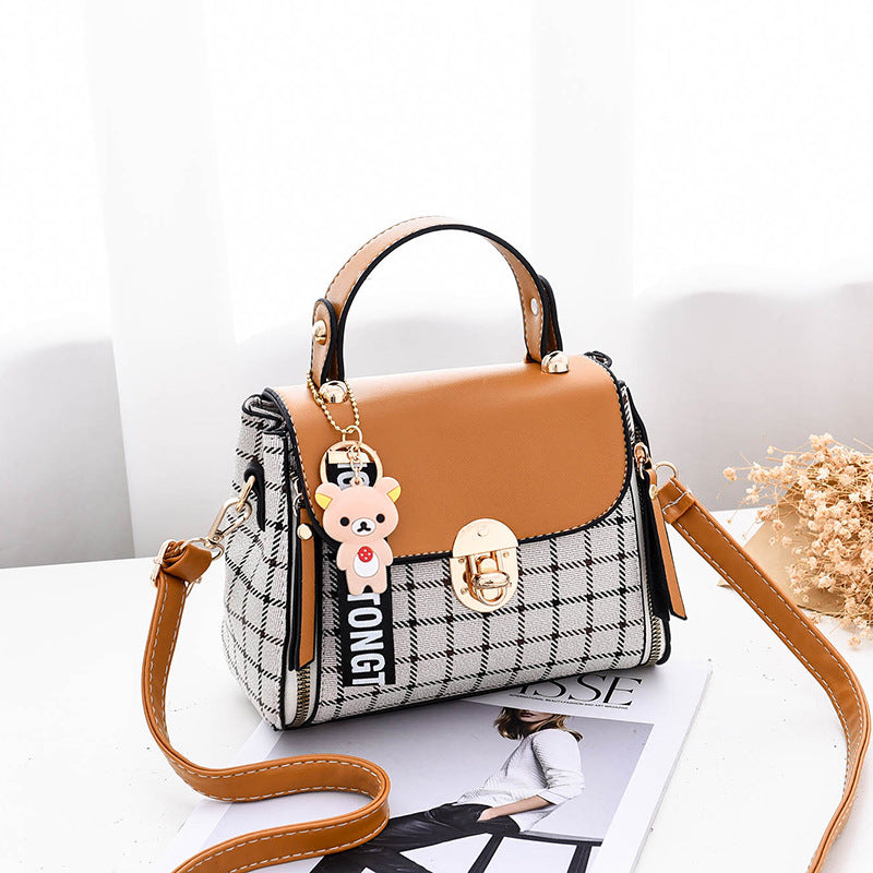 Women's Korean Style Mini Crossbody Bags Red Plaid